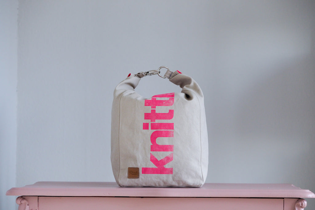 Roll & Stroll Bag - Grey Mist - printed pink