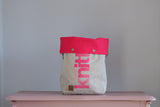 Roll & Stroll Bag - Grey Mist - printed pink