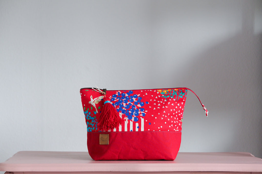 Large Zipper Pouch - Red Landscape