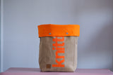 Roll & Stroll Bag - Brown Khaki - printed orange