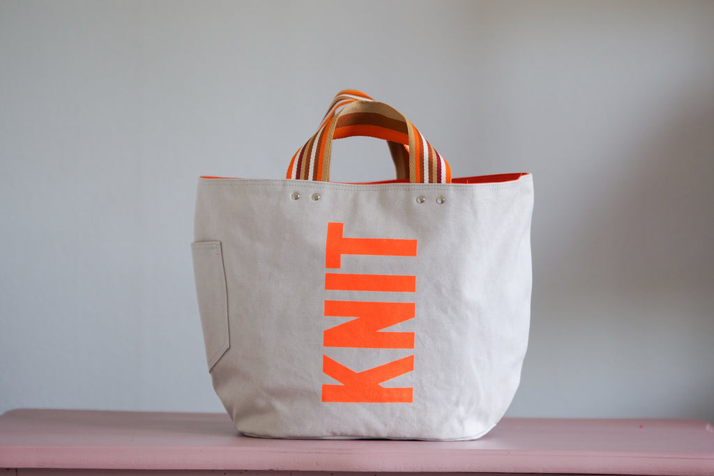 Tote Bag - Grey Mist - printed orange