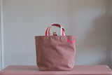 Small Tote Bag - Blush with pink dots