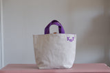Small Tote Bag - Grey Mist with purple dots