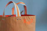 Small Tote Bag - Orange with orange dots