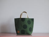 Small Tote Bag - Green khaki - green dots