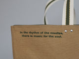 Tote Bag - Brown Khaki - printed green