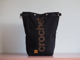 Roll & Stroll Bag - Crochet - Black - printed gold