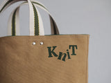 Small Tote Bag - Brown khaki - green dots