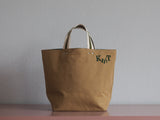 Small Tote Bag - Brown khaki - green dots