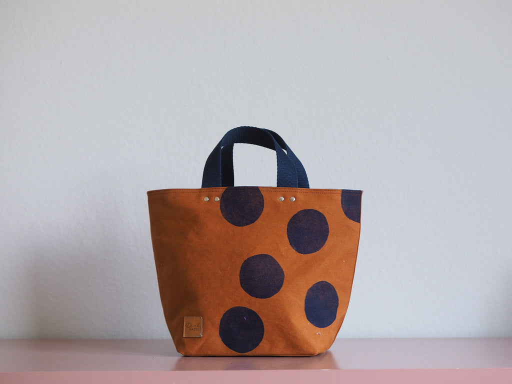 Small Tote Bag - Copper printed blue