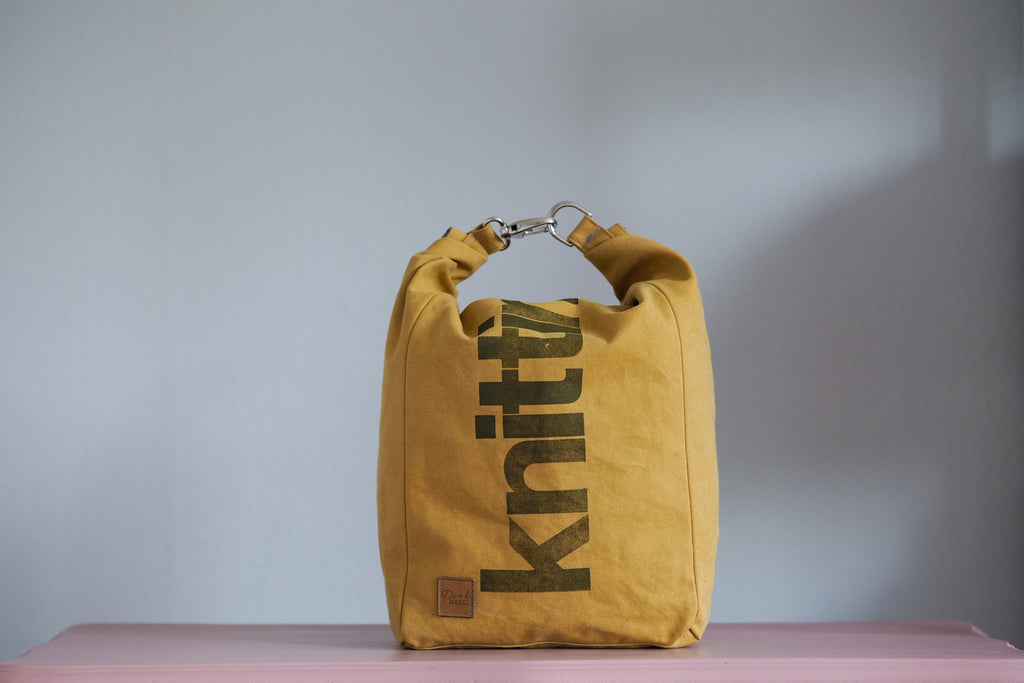 Roll & Stroll Bag - Mustard - printed green