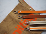 Roll & Stroll Bag - Crochet - Brown Khaki  - printed orange