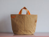 Tote Bag - Brown Khaki - orange flower