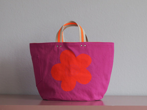Tote Bag - Pink  - orange flower