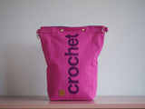 Roll & Stroll Bag - Crochet - Pink - printed purple