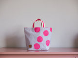 Small Tote Bag - Pale Purple with pink dots