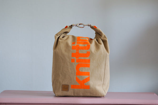 Roll & Stroll Bag - Brown Khaki  - printed orange