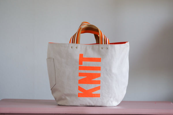 Tote Bag - Grey Mist - printed orange
