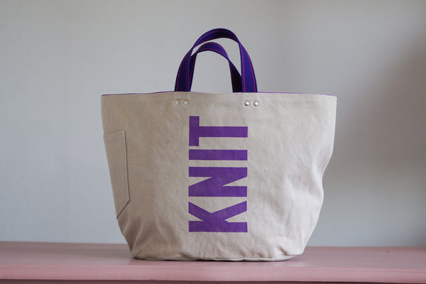 Tote Bag - Grey Mist - printed purple