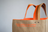 Tote Bag - Brown Khaki - printed orange