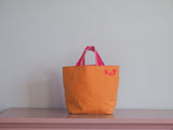 Small Tote Bag - Orange - pink dots