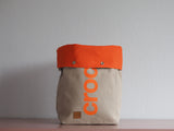 Roll & Stroll Bag - Crochet - Grey Mist - printed orange