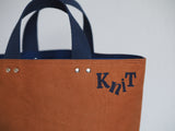 Small Tote Bag - Copper printed blue