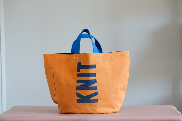 Tote Bag - Orange - printed blue