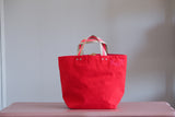 Small Tote Bag - Red with pink dots (low contrast)