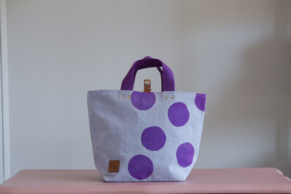 Small Tote Bag - Pale Purple with purple dots