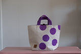 Small Tote Bag - Grey Mist with purple dots