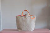 Small Tote Bag - Grey Mist with orange dots