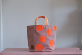 Small Tote Bag - Blush with orange dots