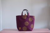 Small Tote Bag - Mulberry with gold dots
