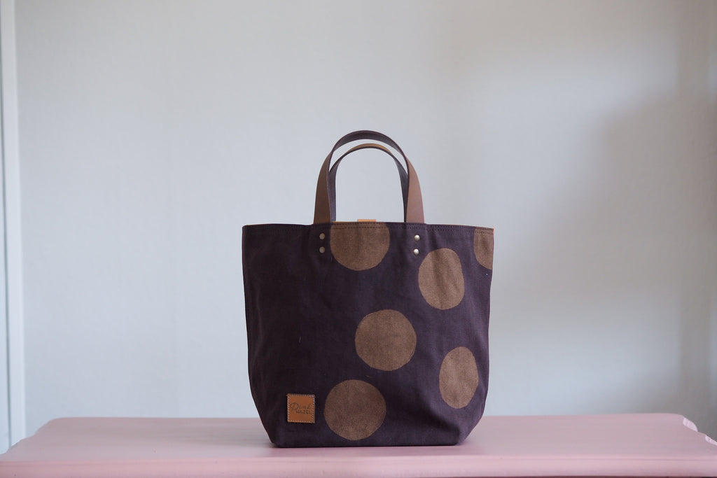 Small Tote Bag - Umber with gold dots