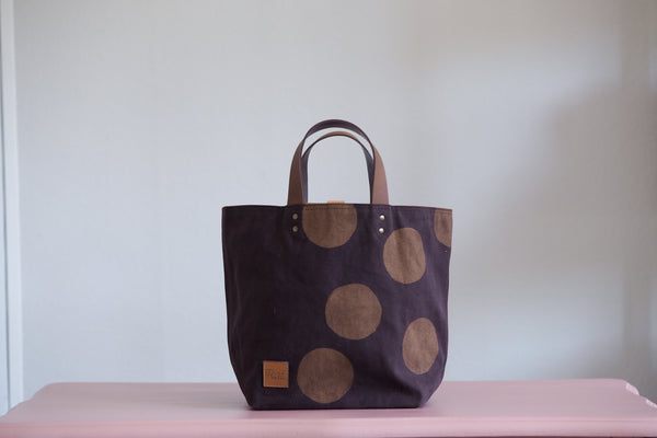 Small Tote Bag - Umber with gold dots