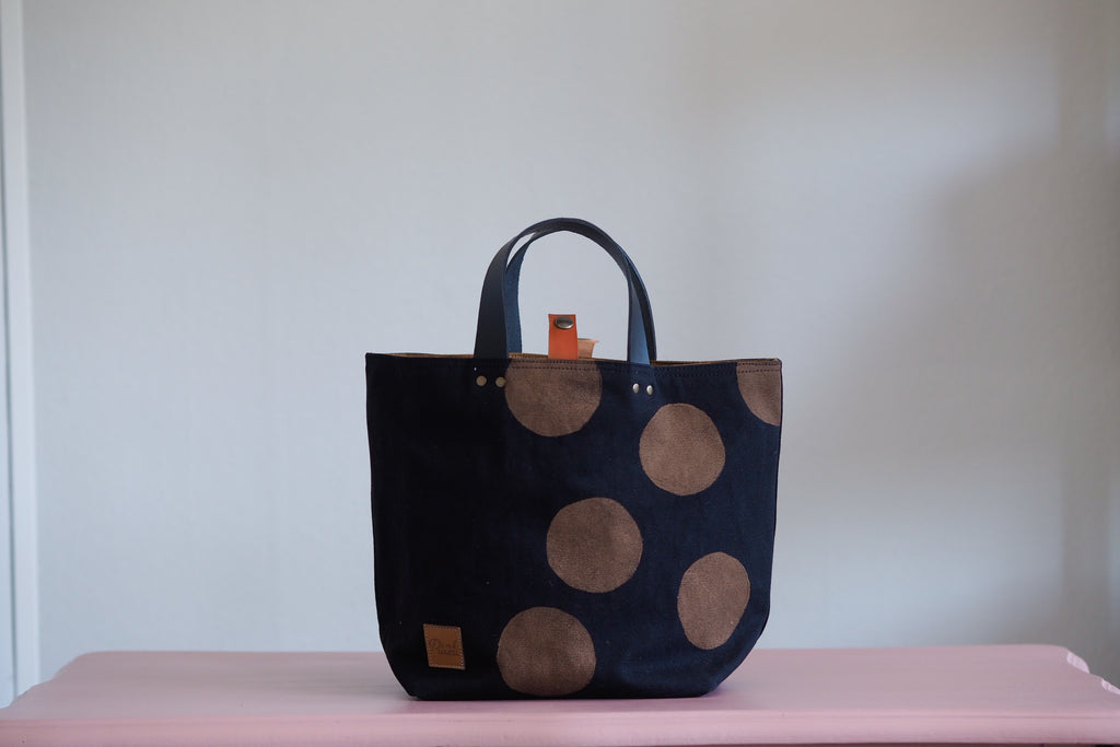 Small Tote Bag - Black with gold dots