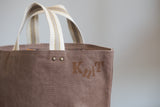 Small Tote Bag - Saddle with gold dots (low contrast)