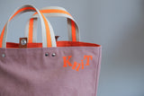 Small Tote Bag - Blush with orange dots