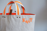 Small Tote Bag - Grey Mist with orange dots