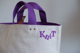 Small Tote Bag - Grey Mist with purple dots