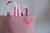Small Tote Bag - Blush with pink dots