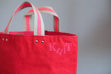 Small Tote Bag - Red with pink dots (low contrast)