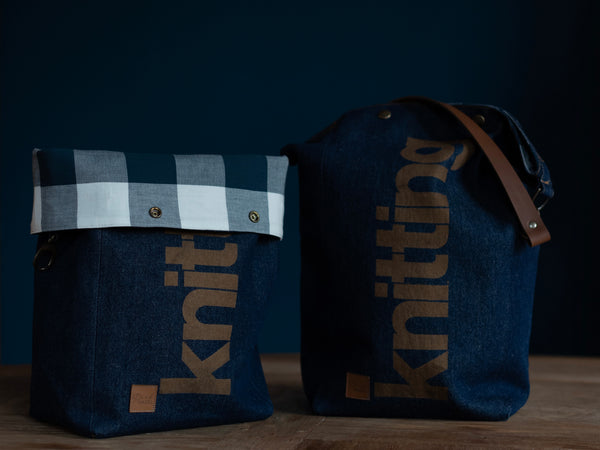 Roll & Stroll Bag - Canmore - blue denim printed gold