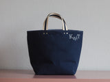 Small Tote Bag - Indigo - silver dots