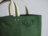 Small Tote Bag - Green khaki - green dots