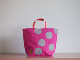 Small Tote Bag - Pink with silver dots