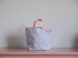 Small Tote Bag - Pale Purple with pink dots