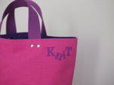 Small Tote Bag - Pink - purple dots