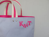Small Tote Bag - Pale Purple with pink dots